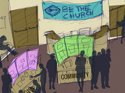 Church Lobby Concept church community concept sketch