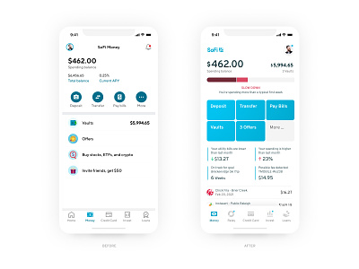 SoFi Money Redesign Concept - Rebound app bank banking blue clean concept design figma finance interface mobile money redesign simple sofi ui ux white