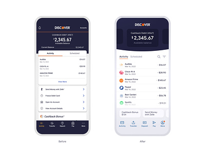 DISCOVER - Mobile App UI Refresh app bank banking concept design discover figma finance interface mobile money poc redesign ui ux