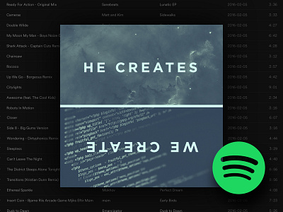 HE CREATES, WE CREATE ( Spotify Playlist ) album album art creative creativity designers mx designers.mx listen music playlist songs spotify