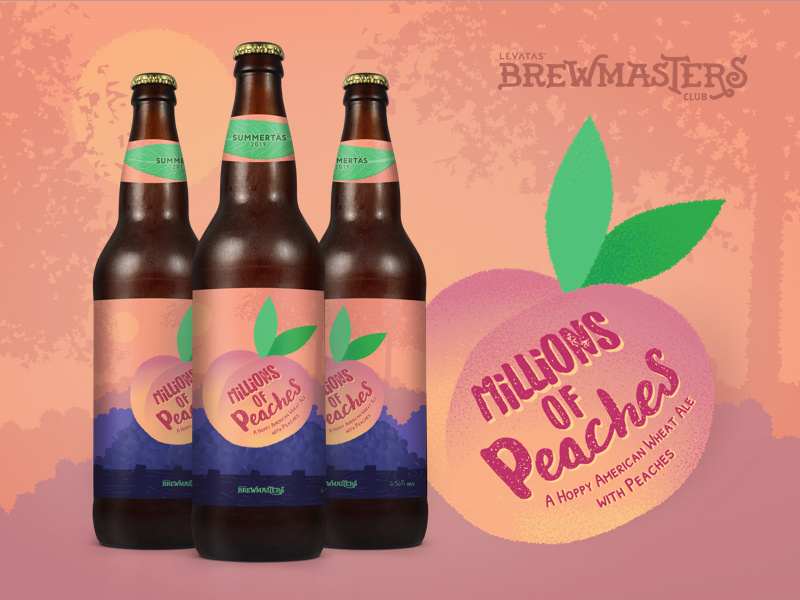 MILLIONS of Peaches - Levatas Brewmasters ale brew peach peaches beer label labels beer