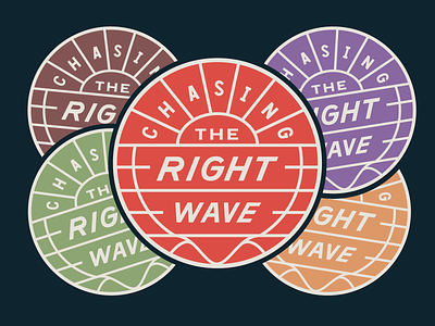 Chasing the right wave branding custom lettering logo logotype simple sticker stickers sun surf surfer surfing typerface typography vintage wave