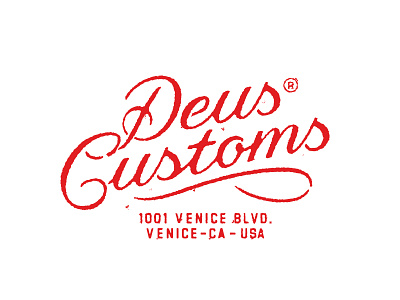 Deus Customs Script brand collab custom deus deus ex machina handlettering lettering logo logotype quarantee script tee tshirt typography venice vintage