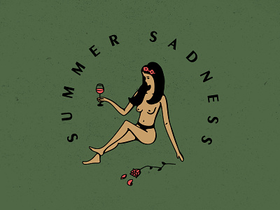 Summer Sadness girl illustration nsfw rose sadness summer vector wine