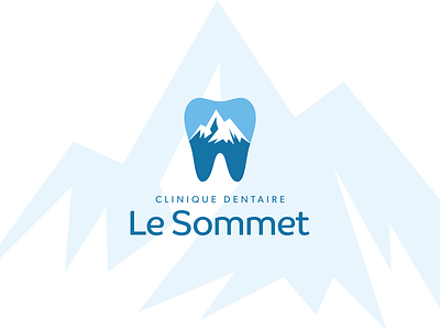 Clinique Dentaire Le Sommet blue branding dentist design identity logo mountain summit tooth white