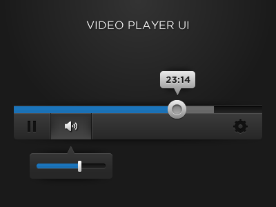 Video Player UI blue clean dark gui icons player slider ui ui kit video volume web