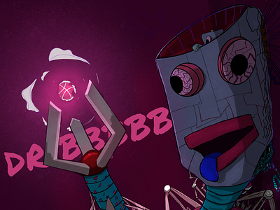 Hello, Dribbble! art hello dribbble illustration pink robot