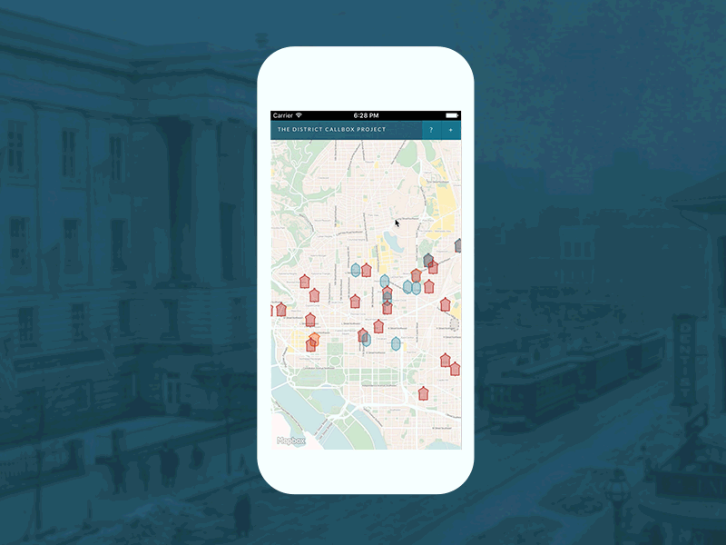 Working through some animations animation callbox css dc map mapbox ui webapp