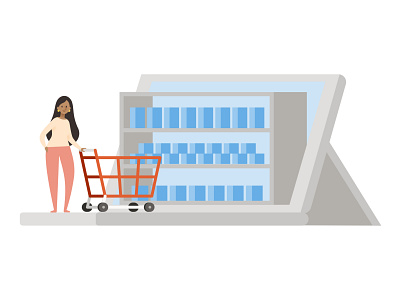 Virtual Shopping character illustration laptop store