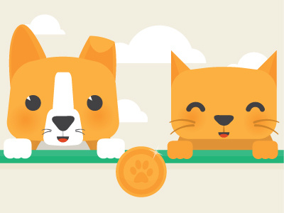 Corgi and Kitty cat corgi dog dog collar geometric illustration infographic pets