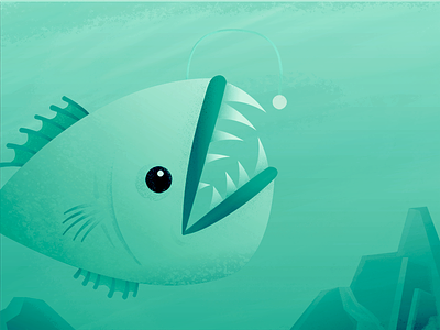 Watch out! angler fish aquarium beach character design illustration ocean sea texture