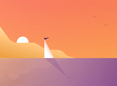 Somewhere Warm 2021 🤞🏽 beach boat character design flat icon illustration landscape minimal ocean sailboat ship sunset tropical