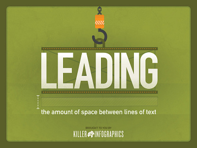 Leading crane illustration infographic leading space texture typography