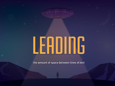 "L" is for Leading alphabet gradient icon illustration infographics postcard spaceship
