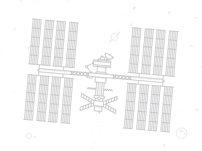 Satellite illustration line minimal planet satellite space