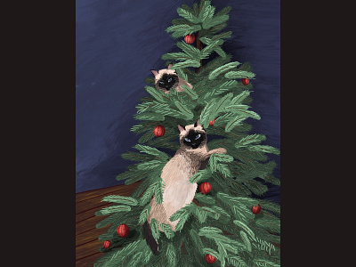 Christmas cats digital art digital painting illustration procreate art
