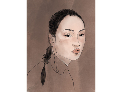 Lily Pan 潘丽丽 digital painting illustration model portrait procreate art watercolor