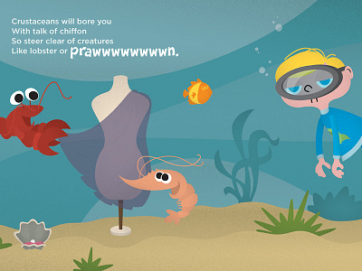 Yawn! book childrensbook fish lobster prawn shrimp underwater yawn