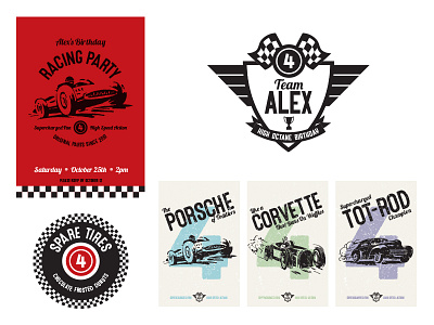 Alex's Racing Party birthday invitation logo party poster race car racing toddler