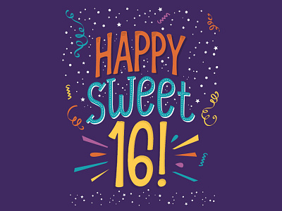 Happy Sweet 16 2016 new year typography