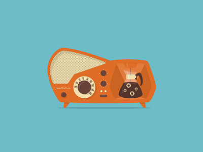 Mid-Century Radio Coffeemaker coffee electronics illustration mid century radio vector