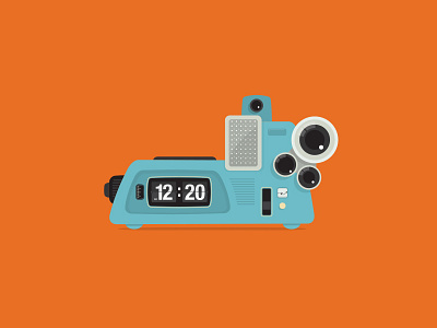 Mid-Century Camera Clock camera clock flip illustration mid century movie vector