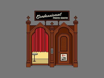 Confessional Photo Booth booth confession confessional illustration photo vector