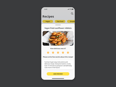 daily ui 016 pop-up/overlay app cooking app dailyui dailyui challenge dailyuichallenge ios overlay overlays rating review