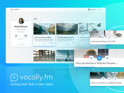 Vocally.fm — dashboard design | Project preview app brand design branding dashboad dashboard design flat minimal ui