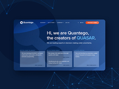 Quantego – website design brand design company branding design hero hero section homepage it logistics minimal startup technology ui website