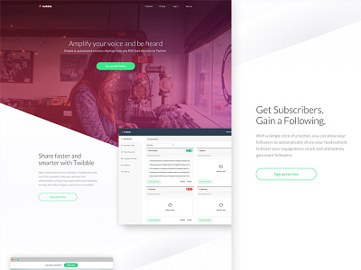 Homepage Redesign for Twibble flat home homepage landing material design minimal page social media twitter