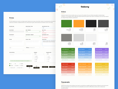 Outdoorsy Style Guide / Design System colors design system form guide pattern library style guide type ui ui kit ux