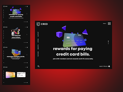 CRED Redesign Concept bank redesign banking app banking website cred credit card credit card app graphic design redesign redesign concept ui ux web design