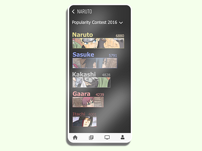 DAILY UI #019-Leaderboard adobexd app design dailyui design illustration minimal mobile naruto practice typography ui ux
