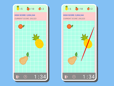 Fruit cutting game adobexd branding design game illustration logo minimal mobile mobile app practice ui