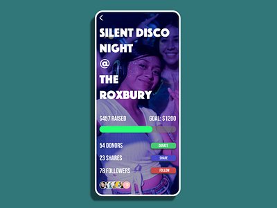 DailyUI #032-Crowdfunding adobexd app dailyui dailyui032 design disco mobile party practice typography ui