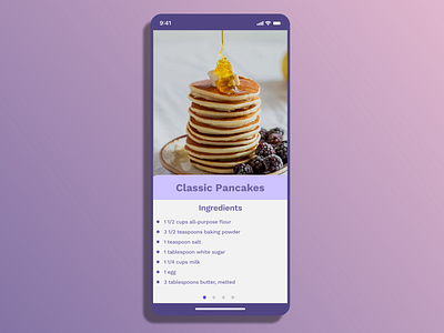Pancake Recipe adobexd app design cooking cooking app design designs food food app minimal mobile pancakes practice recipes typography ui ux web