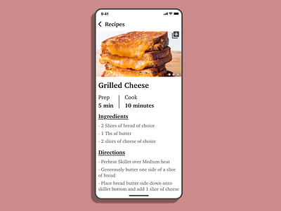 DailyUI-040 Recipe adobexd dailyui dailyui 040 dailyuichallenge design practice recipe recipe app typography ui