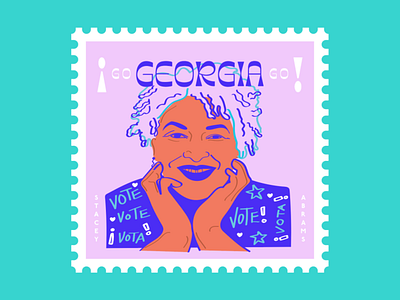 Stacey Abrams art color design drawing election georgia illustration stamp stars usa vota vote