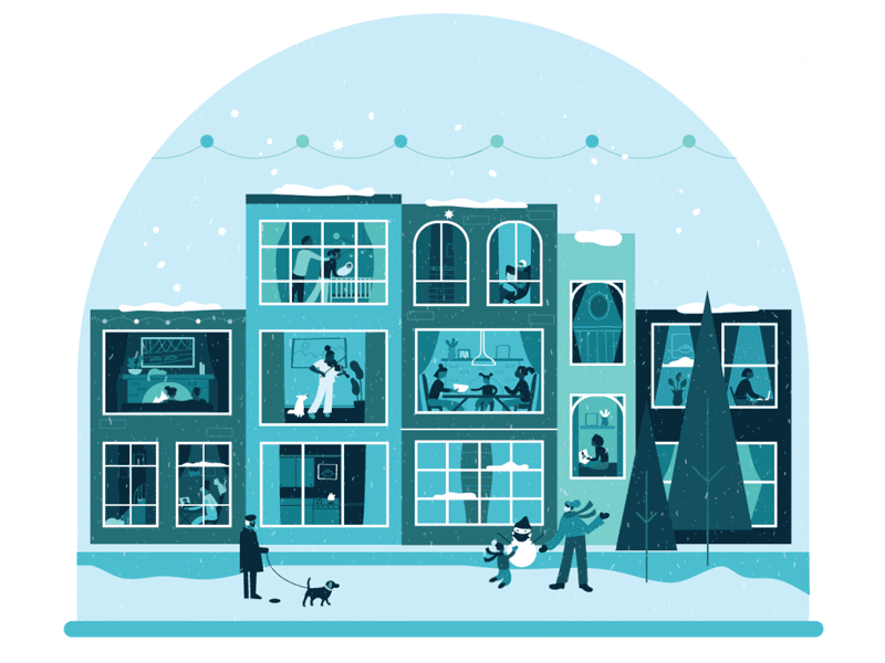 A safe and cozy holiday animation art blue color holiday holidaycard holidaycards illustration season seasongreeting snow vector winter