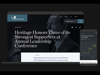 The Heritage Foundation branding design flat mobile responsive type typography ux web
