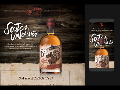 Barrelhound Whiskey branding design mobile responsive type typography ui ux web