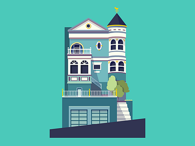 Pretty Painted Lady architecture building flat graphic design home house illustration illustrator painted ladies san francisco victorian