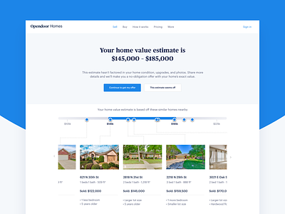 Home value estimate page