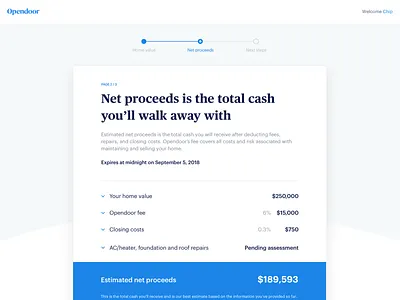 Web Offer Page - Net Proceeds design flat graphic design home home value house illustration interfaces offer opendoor product design typography ui ui design ux ux design visual design