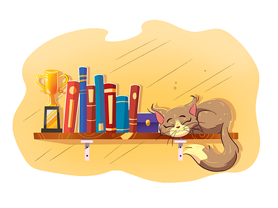 The cat and the books