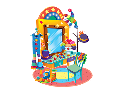 The clown dressing room illustration