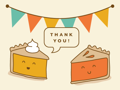 thank you! bunting debut illustration pie