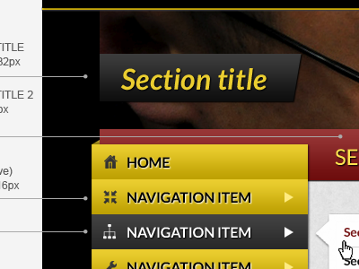 Nav Options icons navigation styleguide titles