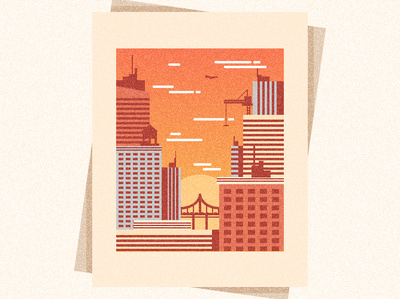 illustrator#City dusk illustration